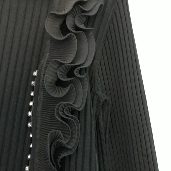 Festive Minkas Ruffled Rib Knit Cardigan Sweater Sparkling Zipper - Picture 8 of 8